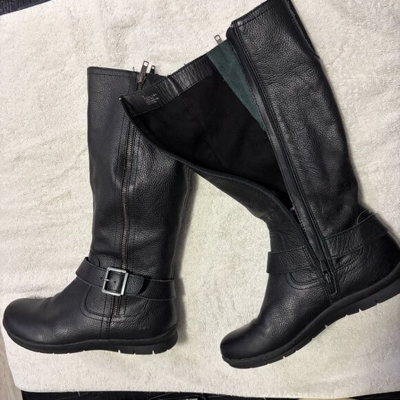 BOC Black Leather Boots Women's 9, Buckle detail, full zip inside leg - Picture 4 of 13